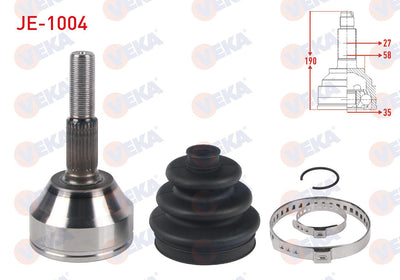 Veka JE-1004 CV Joint Left-Right Front Outer 27X35x58 Length 190mm Jeep Cherokee (Kj) 2.8 Crd 2001-2008