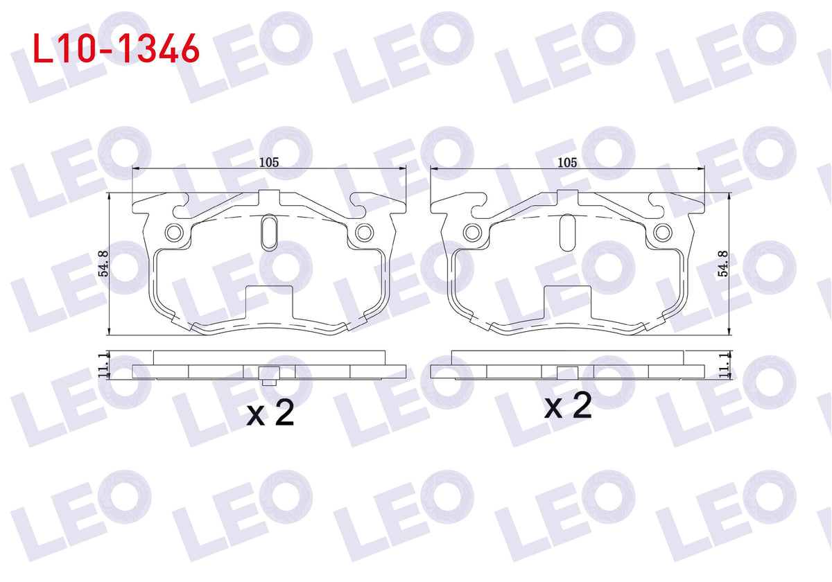 LEO L10-1346 Brake Pad Rear Peugeot 206 (2A / C) 1.6i 16V 1998-2006 / 1.6 HDi 1998-2006 / 2.0 HDi 1998-2006 / 2. — Brake Pads