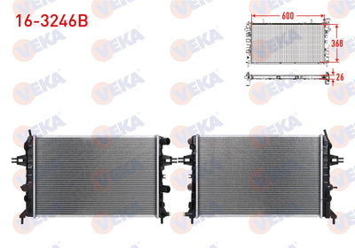 Veka 16-3246B Water Radiator Brazing Opel Astra G (F69) 1.2 16V M-T Ac + 1998-2005 — Radiators & Fans