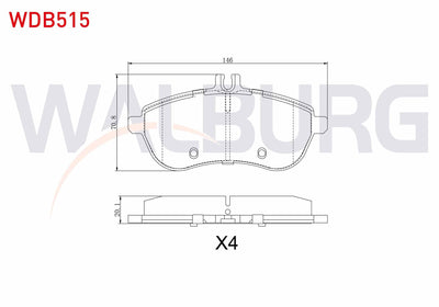 WALBURG WDB515 Brake Pad Front Mercedes C Series (W204) C 180 2007-2014 / C 200 CDI 2007-2014 / C 200 2007-2014 — Brake Pads