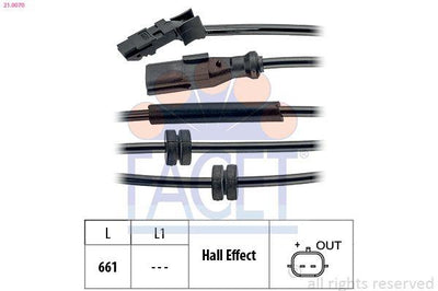 Facet 210070 Rear ABS Sensor Renault Clio III — Brake Sensors & ABS