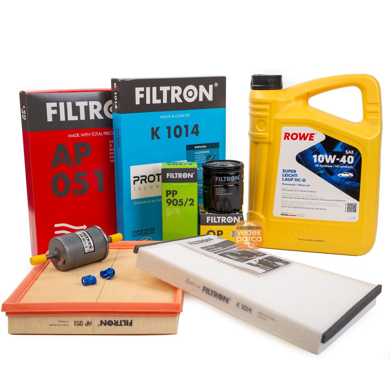 Opel Astra G 1.4 / 1.6 Periodic Maintenance Set Filtron Brand / ROWE 10W40 4 Liter Engine Oil