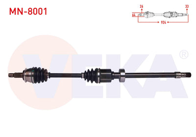 Veka MN-8001 Complete Axle Right Front Mini Cooper (R50,R53) 1.6 M-T Length 924 mm 2001-2006 — Axles, CV Joints & Boots