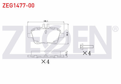Zegen ZEG1477-00 Brake Pad Rear Mercedes A Series (W169) A 170 CDI 2004-2012 / A 200 2004-2012 / A 160 CDI 2004 — Brake Pads