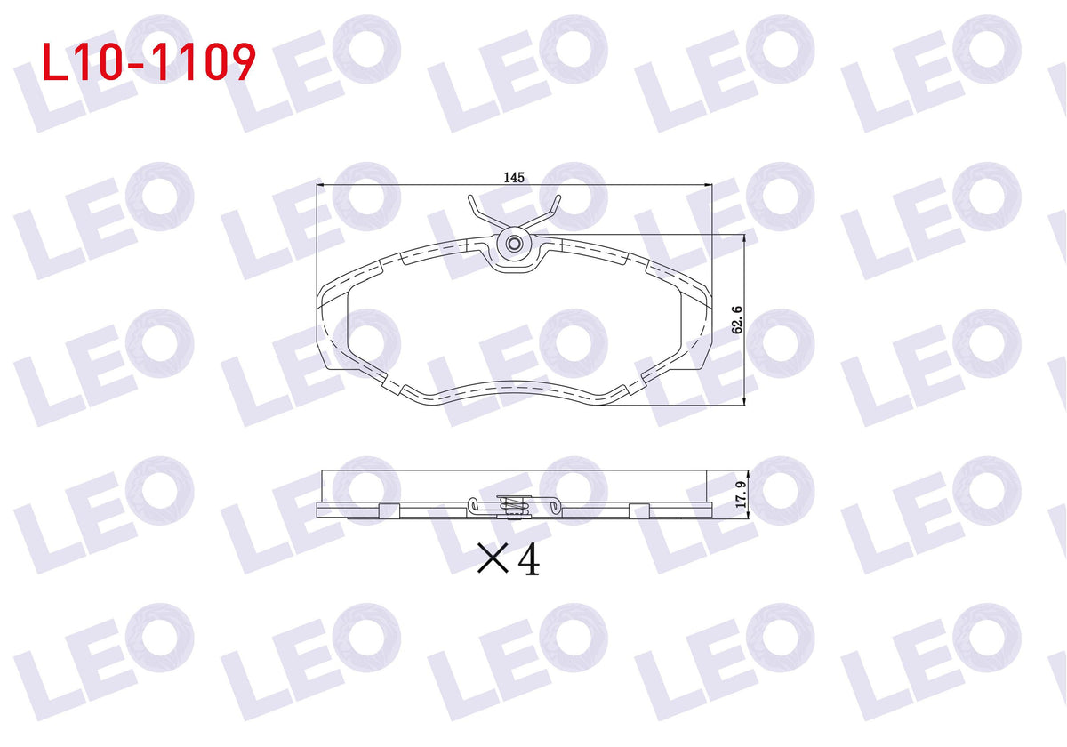 LEO L10-1109 Brake Pad Front Renault Traffic II 1.9 dCi-2.0 dCi 2001-2014 / Opel Vivaro (J7) 1.9 DI-2.0 CDTi-2.5 — Brake Pads