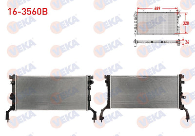 Veka 16-3560B Water Radiator Brazing Renault Laguna III (Bt0 / 1) 1.5 dCi M-T Ac + /-2007 — Radiators & Fans