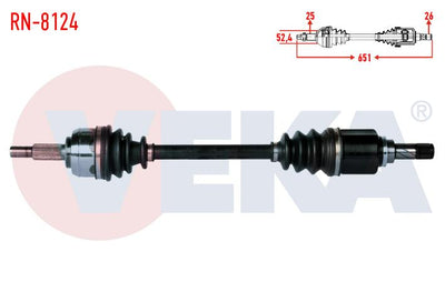 Veka RN-8124 Complete Axle Left Front Dacia Dokker 1.5 dCi-1.6i 6 Gear 2012-/Lodgy 1.5 dCi 2012- — Axles, CV Joints & Boots