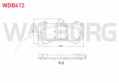 WALBURG WDB412 Brake Pad Front Volkswagen Touareg 3.0 V6 TDI 2002-2010 / Audi Q7 3.0 TFSI 2006-2015 / Q7 3.2i V6 — Brake Pads