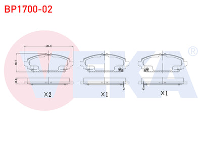 Veka BP1700-02 Brake Pad with Wear Indicator Front Honda Accord VII (Cl) 1.6i 16V 17.20mm 2003-2008 — Brake Pads