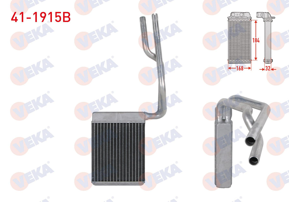 Veka 41-1915B Heater Core Brazing Ford Focus II 1.6 TDCi-1.6i-1.6 TI-Vct-1.8 TDCi 04-11 / C-Max I 1.6 TDCi-1.6i-2.0 TDCi 07-11 / Mazda 3 1.6 03-09 / Volvo S40 II-C30 1.6 D-1.6i 04-12
