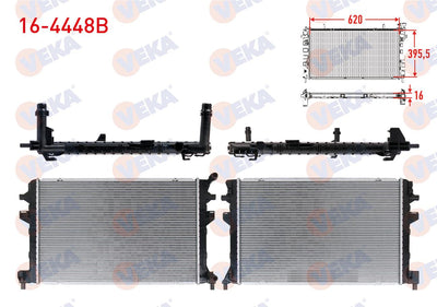 Veka 16-4448B Ek Water Radiator Brazing Push-Fit Volkswagen Golf VII (5G1) 1.6 TDI A-T / M-T 2012 — Radiators & Fans