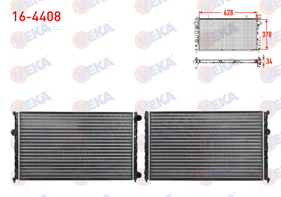 Veka 16-4408 Water Radiator Mechanical Volkswagen Caddy II (9K9a) 1.9 D M-T 1995-2004 — Radiators & Fans