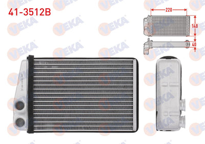 Veka 41-3512B Heater Core Brazing Renault Megane II (Bm0 / 1,Cm0 / 1) 1.5 dCi 2002-2008 — Heater & Blower