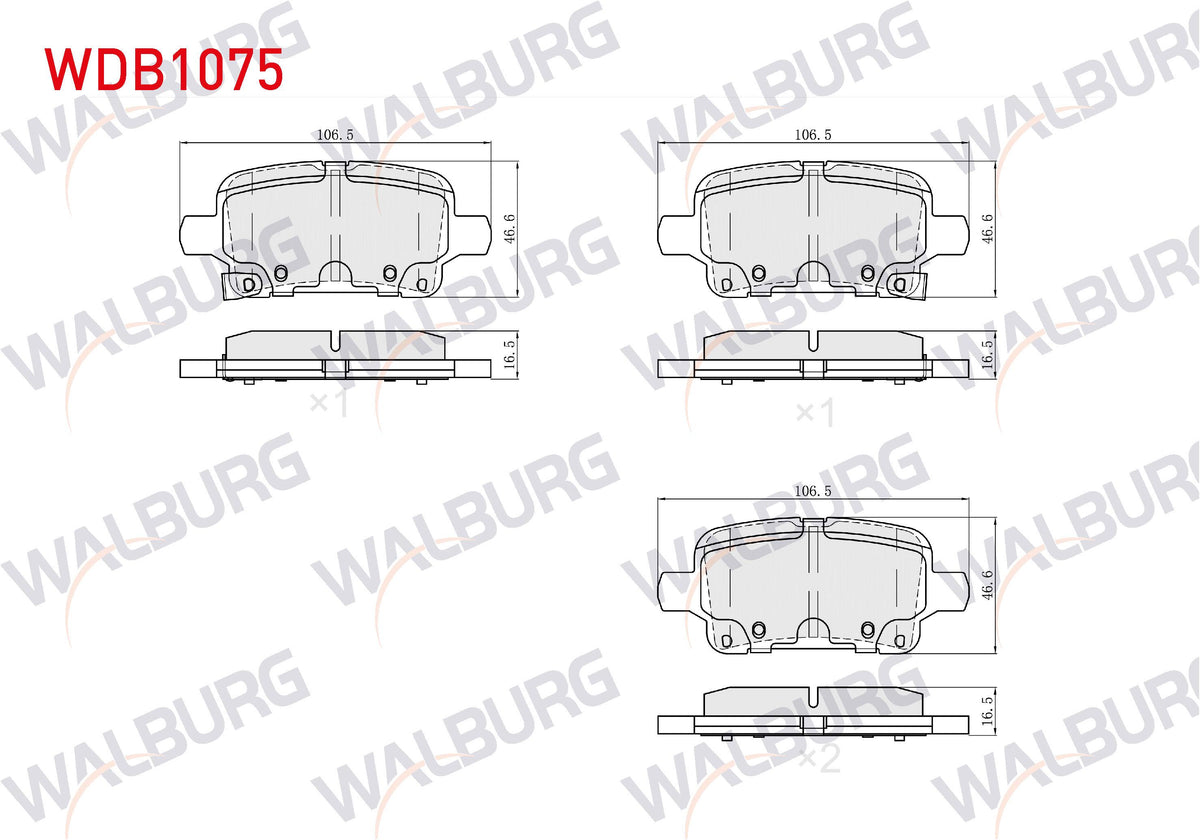WALBURG WDB1075 Brake Pad Rear Opel Insignia B 17-18-20 Rim 2017