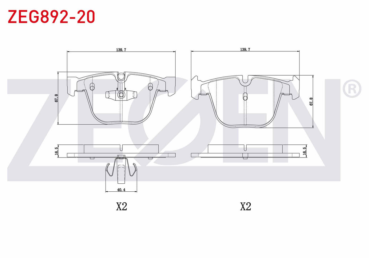 Zegen ZEG892-20 Brake Pad Rear BMW 5 Series Gran Turismo (F07) 520 D 2009-/ (F07) 530 D 2009-/ 7 Series (F01 — Brake Pads