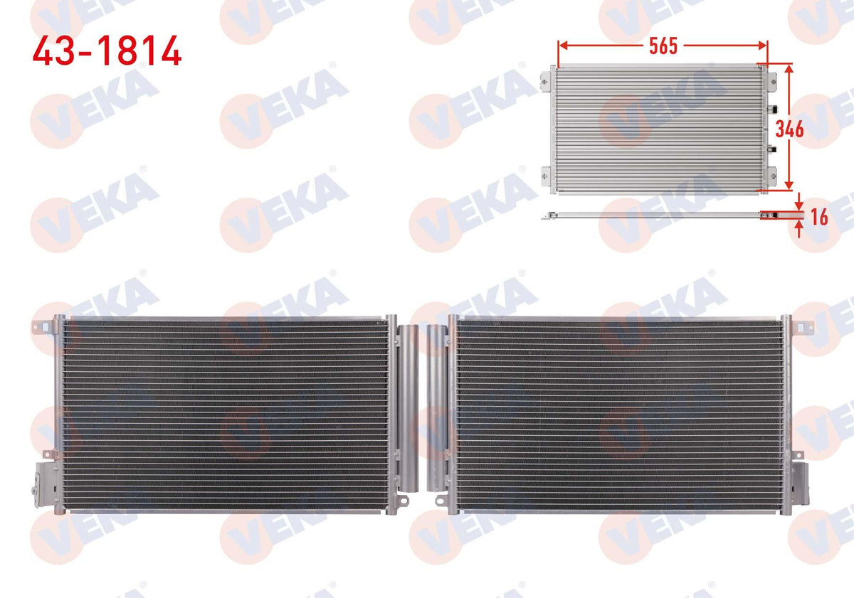 Veka 43-1814 A/C Condenser Fiat Doblo (152,263) 1.4 2010 — Condensers & Evaporators