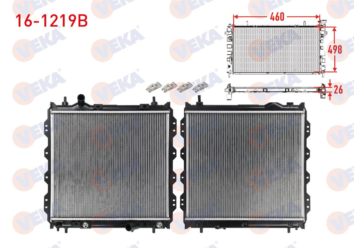 Veka 16-1219B Su Radiator Brazing Chrysler Pt Cruiser 2.0, 2.4 2000-2010 A-T / M-T — Radiators & Fans