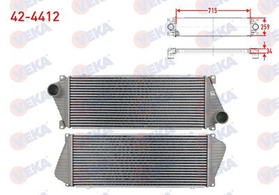 Veka 42-4412 Turbo Radiator (Intercooler) Volkswagen Lt 28-35 II (2Db,2De,2Dk) 2.5 TDI 1996-2006 — Radiators & Fans