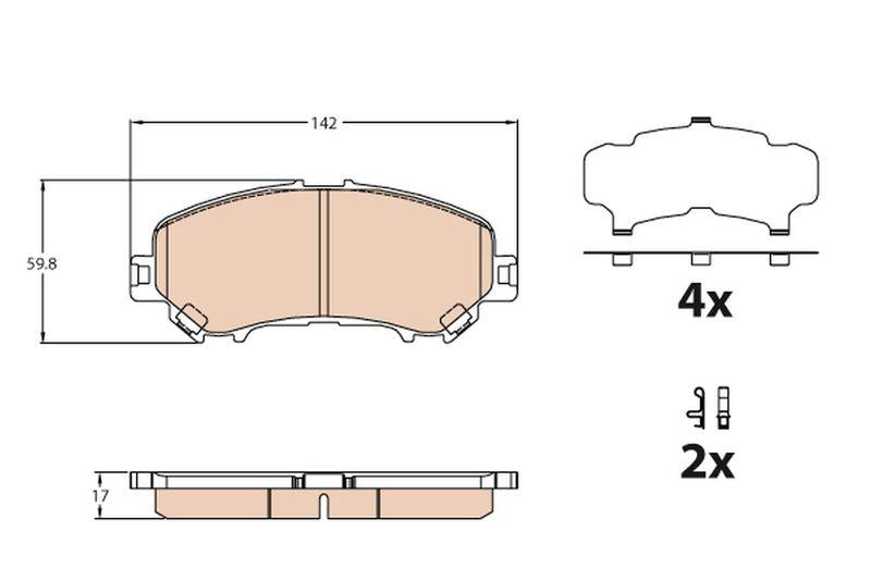 TRW GDB3631 Brake Pad Front Nissan Qashqai J11/X-Trail T32 1.2-1.6 dCi 14-, Kadjar — Brake Pads