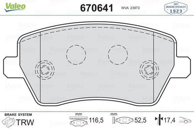 Valeo 670641 Brake Pad Front Clio III/Micra III/Duster/Dokker/Lodgy/Logan/Modus/Megane IV/Note/Citan — Brake Pads