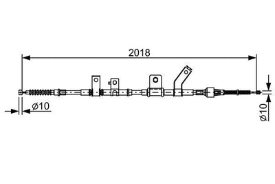 Bosch 1987482516 El Brake Cable Rear Right Mitsubishi L200 KA/KB 2.5 Di-D 06-15 — Brake Cables & Hardware