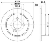 HELLA Pagid Mini Cooper Rear Brake Discs - 2-Piece Set for R50-R52-R53 Models — Brake Rotors & Drums