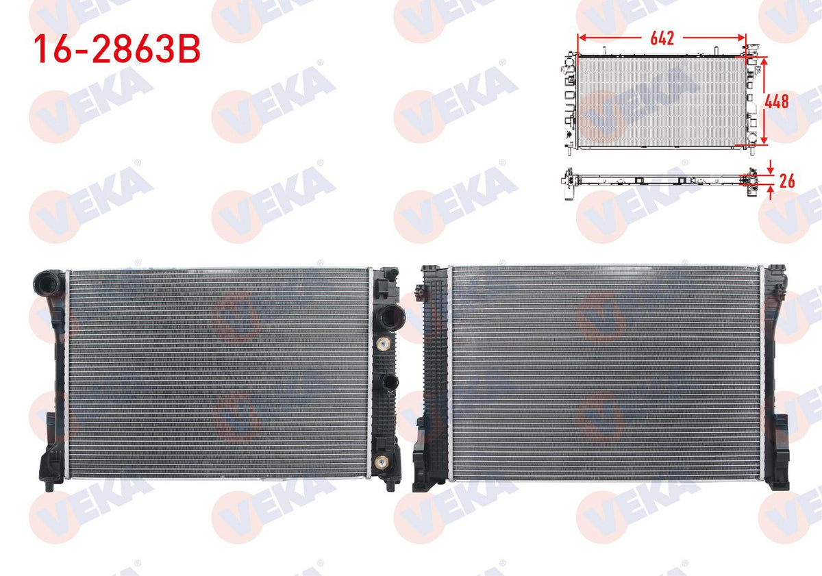 Veka 16-2863B Su Radiator Brazing Mercedes C Series (W204) C 180-C 200-C 200 CDI-C 220 CDI-C 250-C 280-C 3 — Radiators & Fans