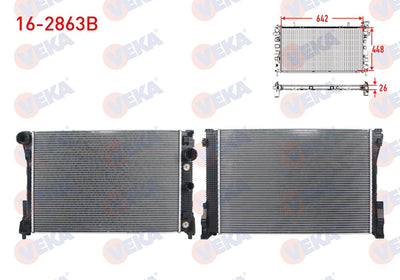 Veka 16-2863B Water Radiator Brazing Mercedes C Series (W204) C 180-C 200-C 200 CDI-C 220 CDI-C 250-C 280 — Radiators & Fans