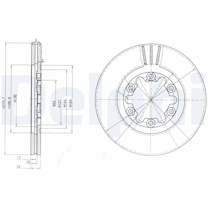 Delphi BG3809 Disc Front 00-Ma.B-Series (B2500)-Fd.Ranger 2.5Td4×4 | 1 Piece