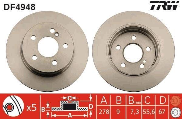 TRW DF4948 Disc Brake - 07-14 C-Class (W204) — Brake Rotors & Drums