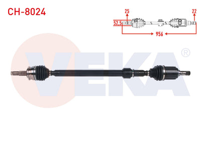 Veka CH-8024 Complete Axle Right Front Length 956mm Chevrolet Aveo (T300) 1.3 D M-T 2011-2014 — Axles, CV Joints & Boots