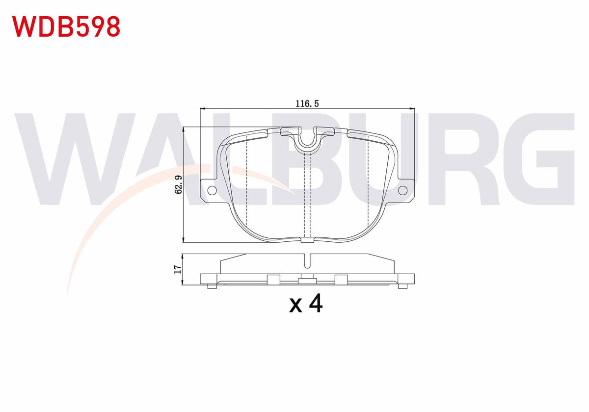 WALBURG WDB598 Brake Pad Rear Land Rover Discovery IV (La) 3.0 TD 4X4 2010-/ Range Rover IV (Lg) 3.0 TD 4X4 2012 — Brake Pads