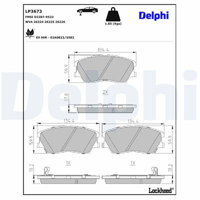 Delphi LP3673 Brake Pad Front Kia 01 /2019 — Brake Pads