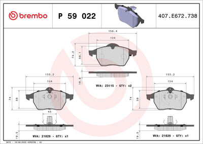 Brembo P59022 Brake Pad Front Low-Met Chevrolet — Brake Pads