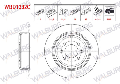 WALBURG WBD1382C Brake Disc Rear Straight Coated 4 Bjn 290,20X10x71 — Brake Rotors & Drums
