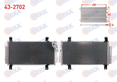 Veka 43-2702 A/C Condenser Mazda 6 (Gh) 2.0 Mzr 2007-2012 — Condensers & Evaporators