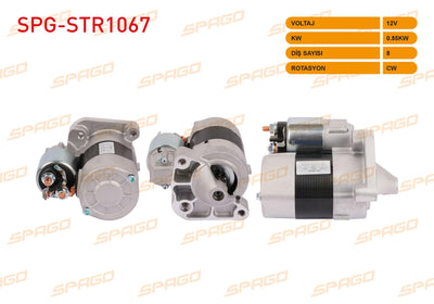 SPAGO SPG-STR1067 Starter Motor 12V 0.85Kw 8 Outer Cw Clio I II-Symbol-Megane I / Logan-Sandero (1.4 1. — Starting & Charging