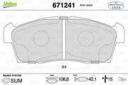 valeo 671241 brake pads front, brake pads for 99-carry model, technical specifications of valeo brake pads VALEO 671241 Brake Pads Front for 99-Carry - Premium Quality for Car Owners & Mechanics | 4.3 in x 1.7 in x 0.6 in VALEO 671241 Brake Pads Front 99-Carry valeo, brake-pads, 99-carry, front-brake, car-parts, vehicle-maintenance, mechanics, replacement-parts, auto-repair, ai-generated