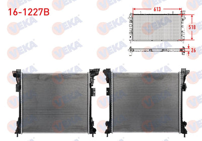 Veka 16-1227B Water Radiator Brazing Chrysler Voyager V (Rt) 3.8 2007-A-T / M-T — Radiators & Fans