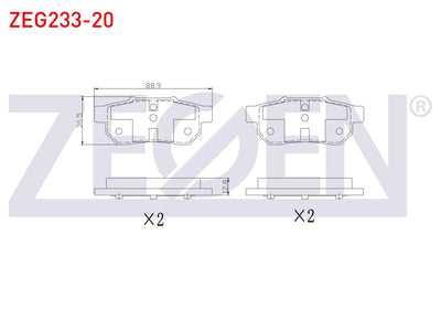Zegen ZEG233-20 Brake Pad Rear Honda Civic V 1.6 I-Vtec 1992-1995 / Civic VI 1.6 I-Vtec 1995-2001 / Civic IV 2.0 — Brake Pads