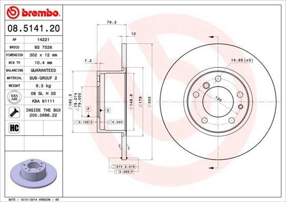 BREMBO Brake Disc - 302 mm Front Disc for BMW 5 Series E34 — Brake Rotors & Drums