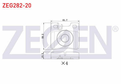 Zegen ZEG282-20 Brake Pad Rear Mercedes C Series (W202) C 220 CDI 1993-2000 — Brake Pads