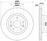 HELLA Pagid Brake Disc 8DD355122-791 - Ventilated Front Discs for Renault Kadjar & Nissan Qashqai — Brake Rotors & Drums