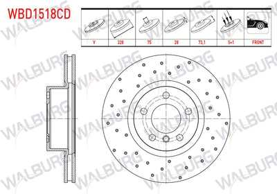WALBURG WBD1518CD Brake Disc Front Air Coated Performance Drilled BMW X3 (F25) xDrive 2.0 D 5 Bjn 328X — Brake Rotors & Drums