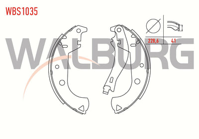 WALBURG WBS1035 Brake Shoe Rear Fiat Doblo (119,223) 1.2i with Lever 228 — Brake Cables & Hardware