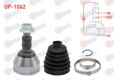 Veka OP-1062 CV Joint Left-Right Front Outer Opel Insignia 2.0 CDTi 30X26x52,5 Length 160mm 2008 — Axles, CV Joints & Boots