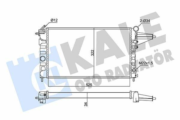 KALE radiator Vectra.A 1.6 aluminum cooling system, Close up of KALE radiator dimensions and features KALE Radiator Vectra.A 1.6 - Premium Aluminum Cooling System for Car Owners and Mechanics | Size: 20.7 in x 12.7 in x 1.34 in KALE Radiator Vectra.A 1.6 | Durable Aluminum Design radiator, vectra-a, kale, aluminum-cooling, car-parts, mechanics, car-owners, vehicle-maintenance, car-repairs, ai-generated