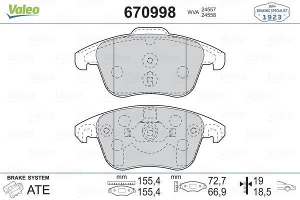 Valeo 670998 Brake Pad Front Citroen C4 Picasso C4 II DS4 DS5 2.0 HDi — Brake Pads