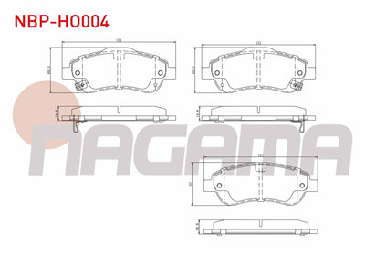 NAGAMA NBP-HO004 Brake Pad Front with Wear Indicator Honda Cr-V III 2.0 I-Vtec 2006-2012 / Cr-V III 2.2i CTDi 2006-2012 / Cr-V IV 1.6i Dtec 2012-2014 / Cr-V IV 2.0 2012-2014 / Cr-V IV 2.2i 2012-2014