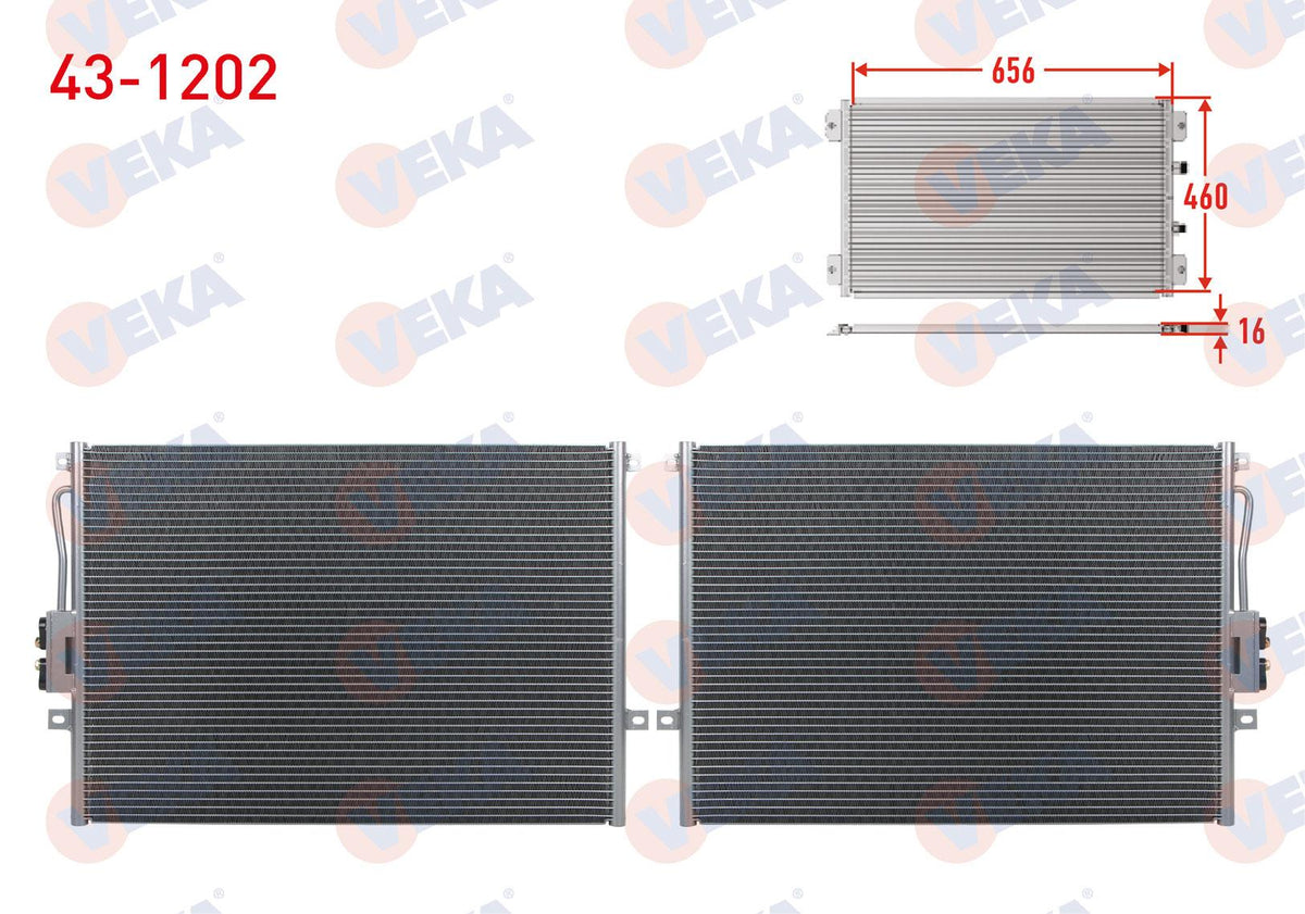 Veka 43-1202 A/C Condenser Jeep Grand Cherokee II (Wj, Wg) 2.7 CRDi 4X4 1998-2005